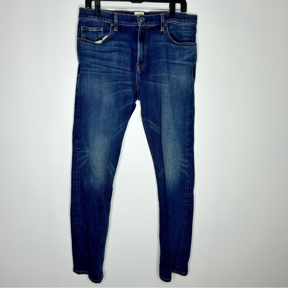 Flint and Tinder 34x32 Faded Dark Wash Cotton Zip Fly Denim Jeans Slim Straight